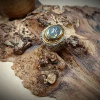 انگشتر نقره مردانه با نگین حدید خطی