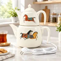 ست کتری برقی و قوری چینی سرامیک / ارسال رایگان