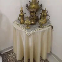 ست کامل سماوربرنجی بامیزخاطره|کلکسیون اشیاء عتیقه|اندیمشک, |دیوار