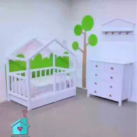 تخت و کمد کودک مدل کلبه