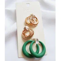 گوشواره حلقه ای سه جفتی مدل چند رنگ|بدلیجات|کرمان, |دیوار