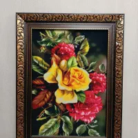 تابلو فرش ماشینی گل سرخ