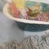 کاسه آبدوغ خیار آنتیک قدیمی با حکاکی و نقاشی زیبا|کلکسیون اشیاء عتیقه|کرج, اسدآباد|دیوار