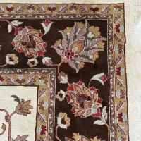 ۲تخته فرش بلژیکی ایریشم طرح گل افشان زمینه قهوه ای