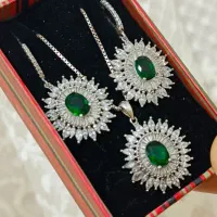 ست نقره جواهری با سنگ زمردی