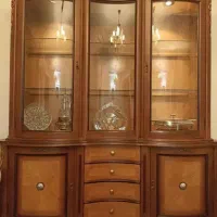 کتابخانه وکنسول چوبی کلاسیک ۲تکه(گنجه بوفه ویترین)