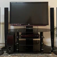 میز تلویزیون شیشه ای-فلزی