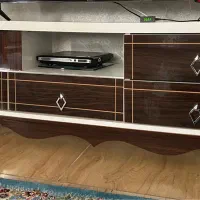 میز تلوزیون MDF قهوه ای سفید ۴ کشو