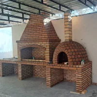 طرح و اجرای آجرهای سنتی قذافی کبابپززآجری شومینه