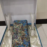 ست ترمه با گلدان ملیله کاری