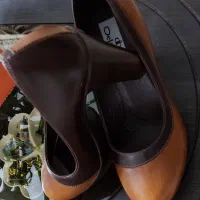 کفش چرم اصل مارک دلفارد سایز ۳۹ مجلسی دو رنگ نو