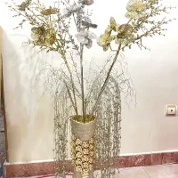 گلدان کلاسیک طلایی سرامیکی براق