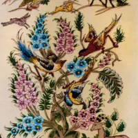 تابلو فرش کرک و ابریشم طرح گل وبلبل