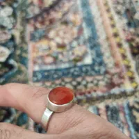 انگشتر نقره با نگین عقیق پرتقالی اصل
