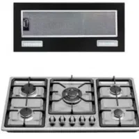 هودگاز شیشه ای ۵شعله/هود شیشه ای و مخفی لمسی