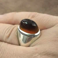 انگشتر نقره عقیق سرخ سیا