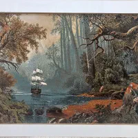 تابلو فرش ماشینی طرح منظره با قاب ام دی اف شیک