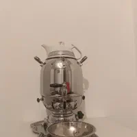 سماورگازی ب همراه قوری و کاسه و سینی