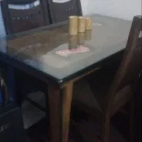 میز ناهار خوری ۴ نفره  ،چوبی،کارکرده مناسب باغ