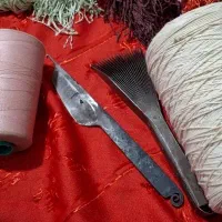 دار قالی ابریشم چله‌کشی‌شده شکارگاه + ابزار کامل|فرش|میاندوآب, |دیوار