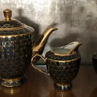 ست چای و قهوه خوری طلایی مشکی پذیرایی لوکس|ظروف سرو و پذیرایی|تهران, شهرک چیتگر|دیوار