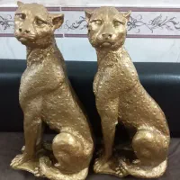 دو عدد مجسمه‌ی گچی پلنگ|مجسمه، تندیس، ماکت|برازجان, |دیوار