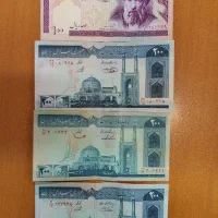 فروش 4 قطعه اسکناس 100 و 200 ریالی