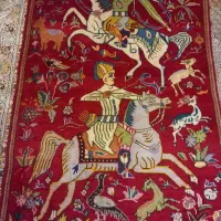 فرش دستباف قدیمی شکار کاه