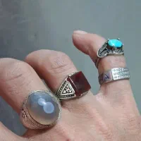 عقیق سرخ طبیعی باباقوری فیروزه نقره