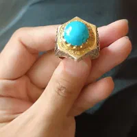 انگشتر قلمکاری فیروزه