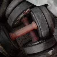 وزنه ۵۰کیلو و دمبل ۲۰کیلو