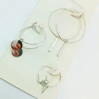 گوشواره حلقه ای سه جفتی نقره ای مینیمال|بدلیجات|کرمان, |دیوار