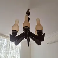 لوستر شش شاخه چوبی با دیوارکوب