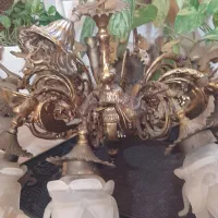 لوستر برنز هشت شاخه و هشت فرشته برنز|لوستر و چراغ آویز|نوشهر, |دیوار