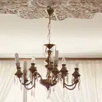 لوستر آبکاری طلا رنگ ثابت۱۲شاخه و لوسترجفت قرمز|لوستر و چراغ آویز|اصفهان, گلزار|دیوار