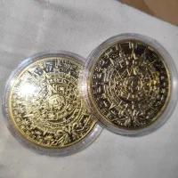 یک جفت سکه روکش طلا تقویم مایا|کلکسیون سکه، تمبر، اسکناس|اصفهان, ملک‌شهر|دیوار
