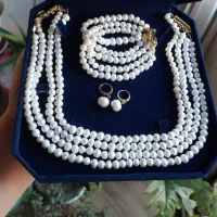 مروارید ااصل گردنبند  4رج طبیعی دریایی گردنبند