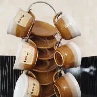 قهوه خوری و نعلبکی جنس سفال نو نو