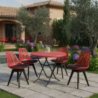 صندلی پلاستیکی طرح شاخ و برگی با پایه چوبی