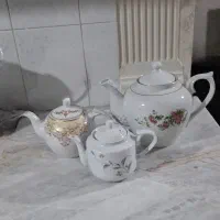 قوری چینی 3 عدد سایز وطرح مختلف