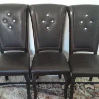 3عدد صندلی چرم وچوب