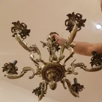 2 عدد لوستر 10 و 6 شاخه برنز قدیمی|لوستر و چراغ آویز|کرج, جهانشهر|دیوار