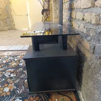 میز تی وی قدیمی مشکی شیشه ای|میز تلویزیون|شیروان (خراسان), |دیوار