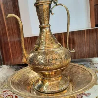 آفتابه برنجی و لگن نقشدار قدیمی