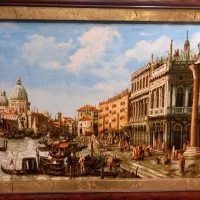 تابلو فرش دستباف منظره ونیز چله ابریشم اعلا golha