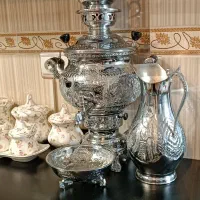 سماور گلستان قلمکاری ۶ لیتری  پارچ  قوری کاسه