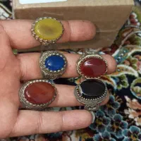 انگشتر عقیق رکاب الیاژ ۵ عدد باهم|جواهرات|کرج, کوی مهر|دیوار