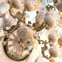 لوستر دوگل بزرگ چینی/سرامیکی لامپا۴شاخه ۸لامپه اصل|لوستر و چراغ آویز|تبریز, |دیوار