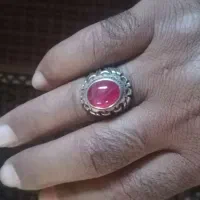 فروش انگشتر نقره یاقوت سرخ پایه صدف