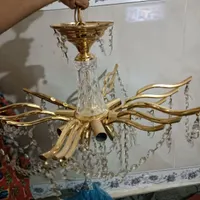لوستر برنجی 6شاخه کریستالی